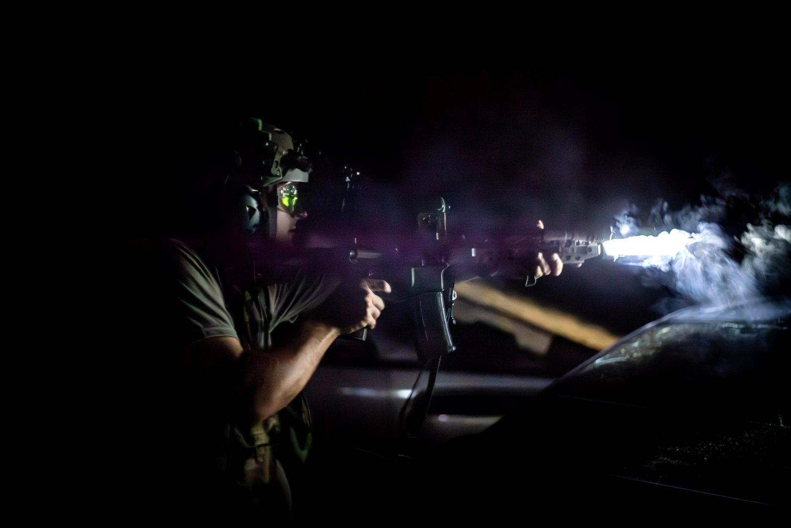 Night vision competitor at the Twilight Biathlon